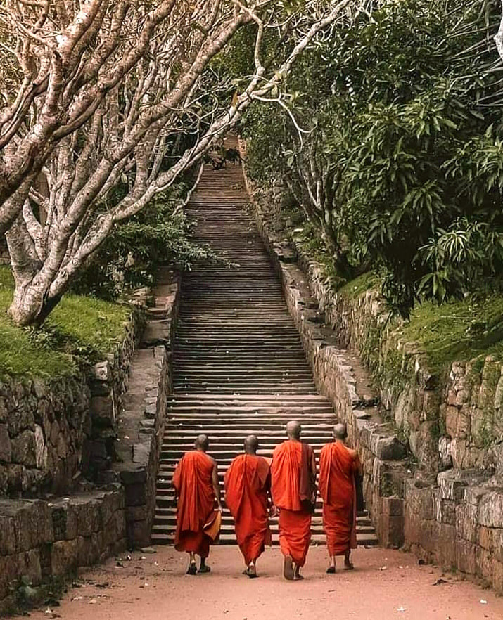 ancient Mihintale stairway in Sri Lanka