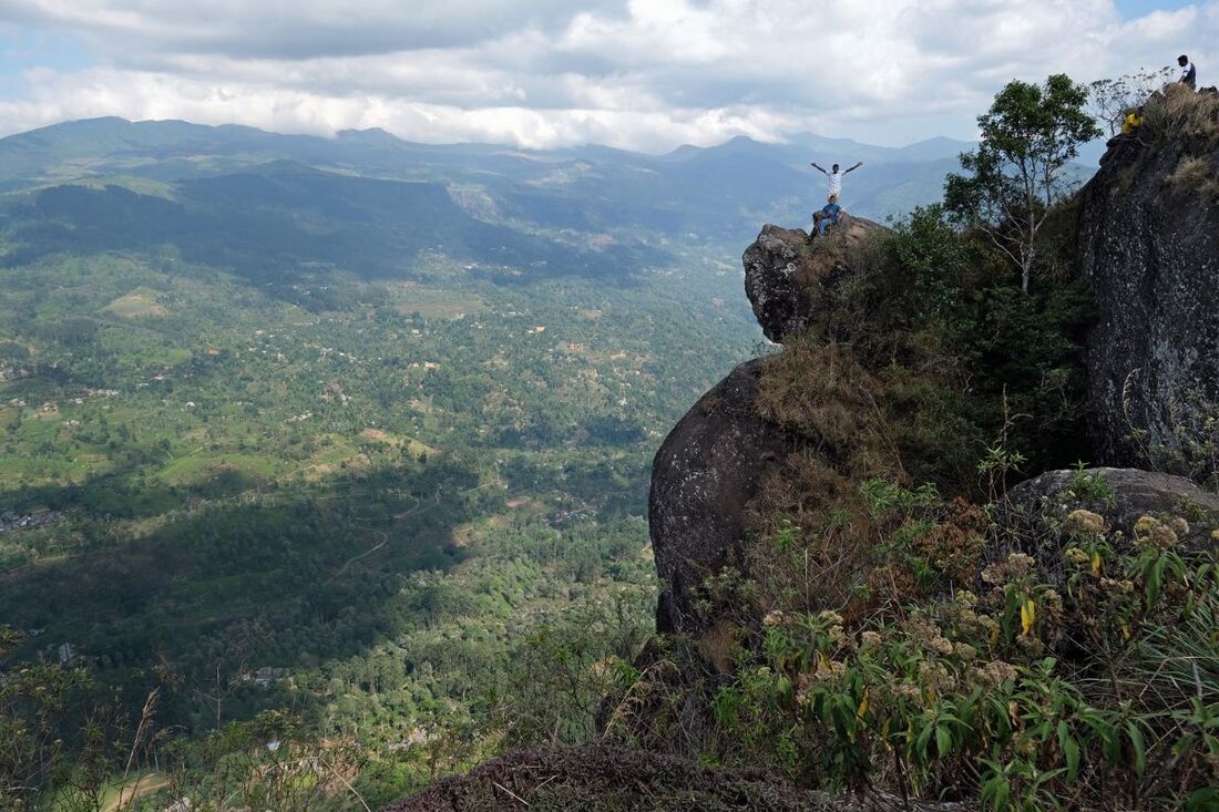 easily reachable rocks at the summit of Peacock Hill in the Central Highlands of Sri Lanka