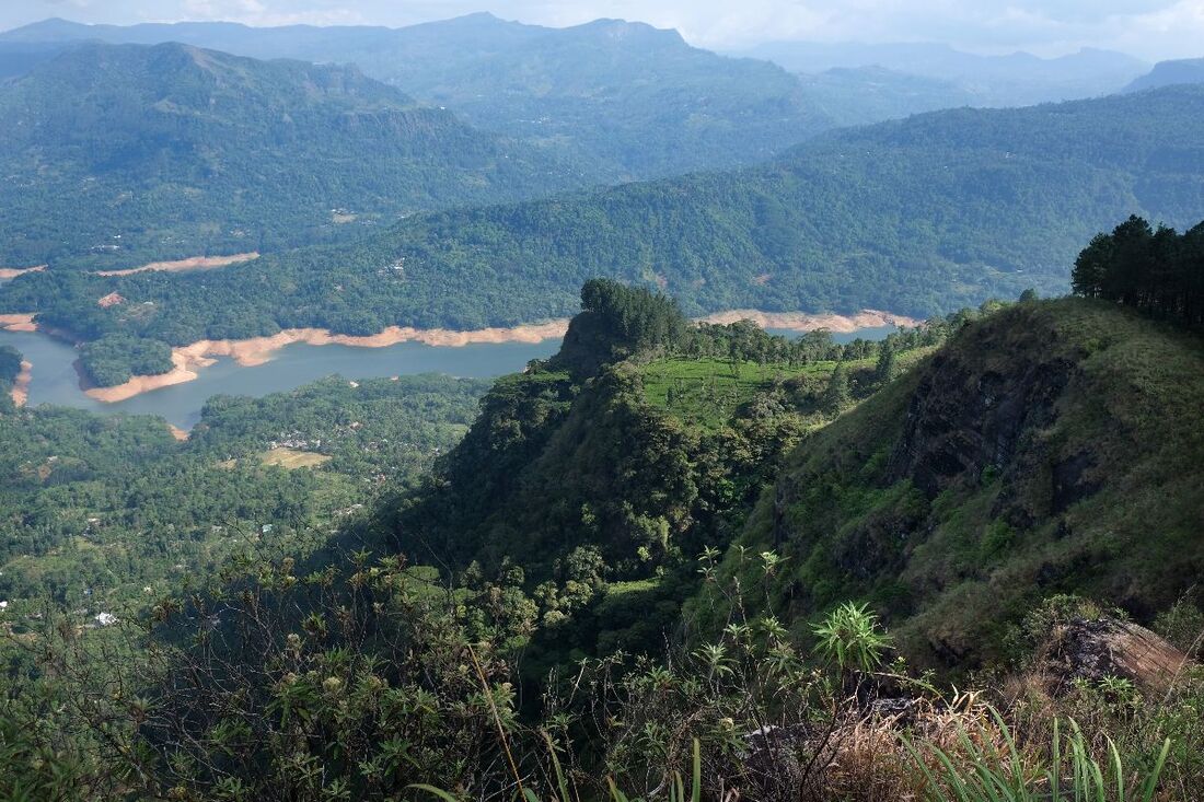 view from Peacock Hill to Kotmale reservoir in central Sri Lanka