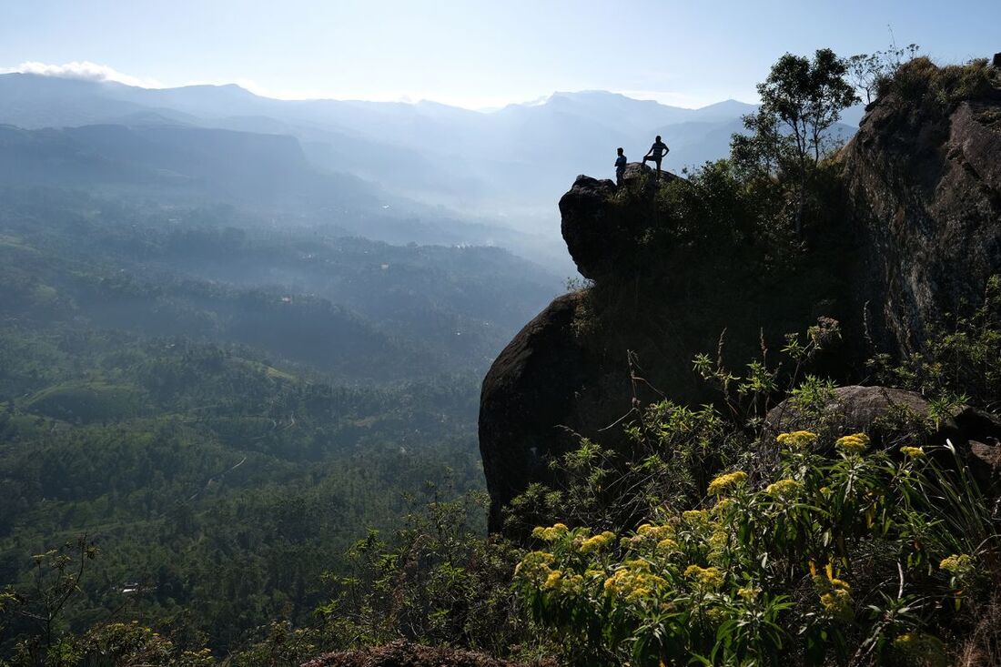 rock and view point at the summit of Monaragala in Sri Lanka's Central Highlands