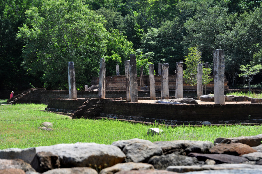 assembly hall ruins in Namal Pokuna at Dimbulagala