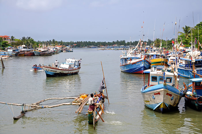 Negombo fishing harbour at the northern end of the lagoon