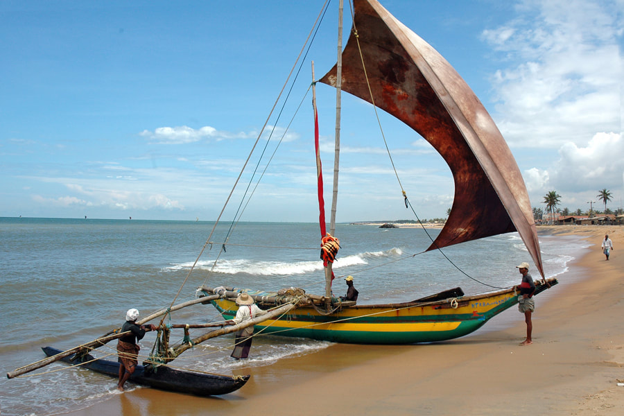 Oruwa outrigger for fishing at Negombo Beach