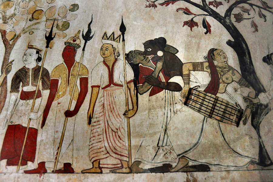 paintings at the wall of the shrine room of Mulkirigala Raja Maha terrace