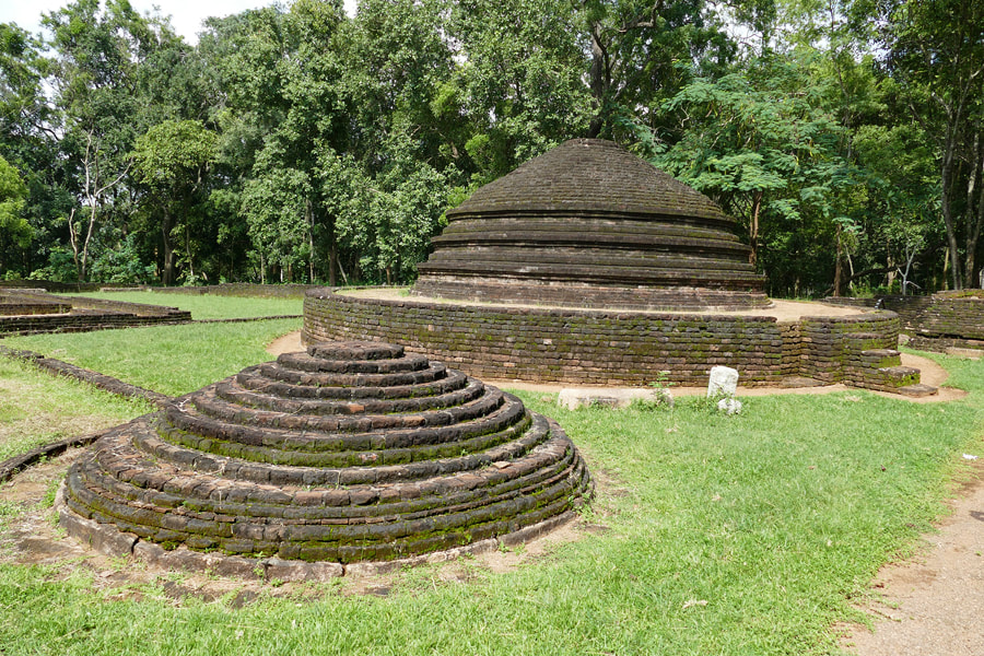 stupa on a round terrace in Panduwasnuwara in Sri Lanka