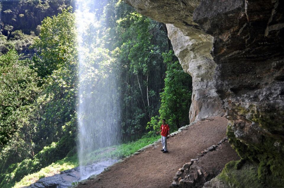 water curtain cave of Belilena near Kitulgala in Sri Lanka's Kegalle District