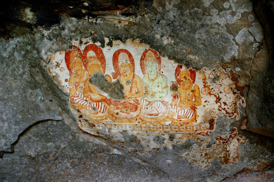 ancient Pulligoda cave paintings in Sri Lanka