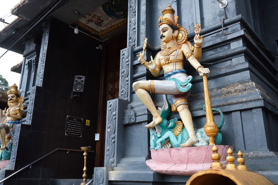 guardian figure at the Hindu temple of Sri Kathirvelayutha Swami in Pussellawa in Sri Lanka