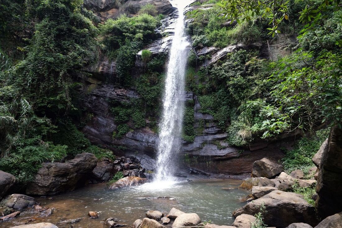 waterfall of Rawan Ella near Bomburu Ella near Nuwara Eliya in Sri Lanka
