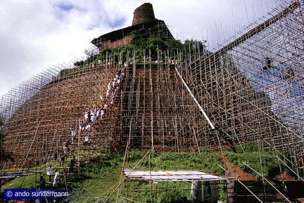 Jetavanarama stupa under restoration in the year 2000