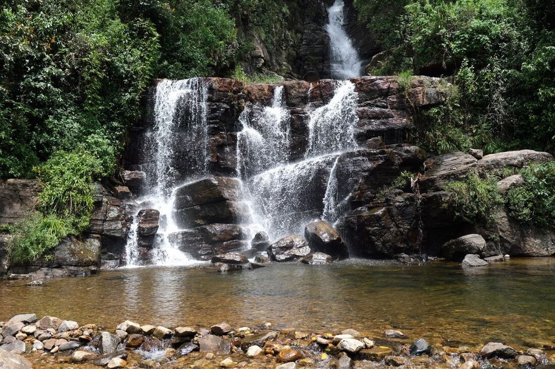 Saree Ella waterfalls at Kuckles Range in the central highlands of Sri Lanka