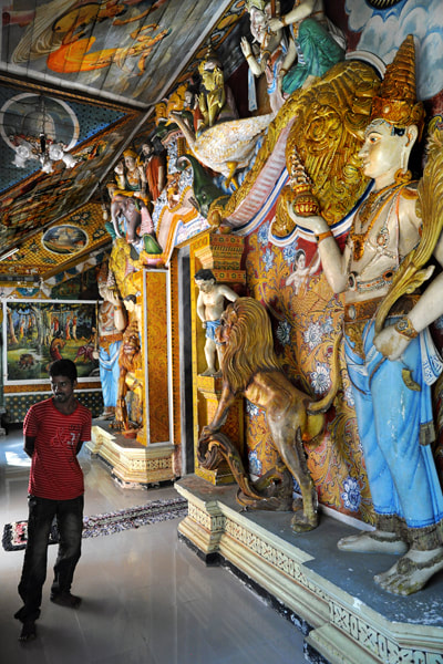 colourful interior of the Buddhist temple in Avissawella