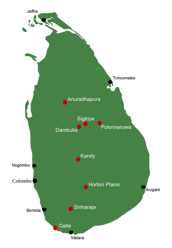 Map World Heriatge Sites in Sri Lanka