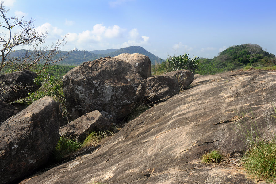 Wasammale turtleback rock near Mihintale in Sri Lanka