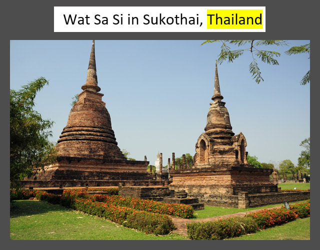 Sinhalese inspired Wat Sa Si in Sukothai in Thailand