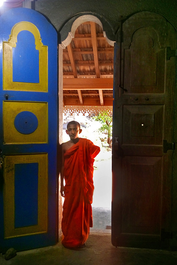 entrance of the first cave temple of Varana in Sri Lanka